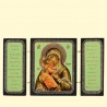 Icône Orthodoxe - Triptyque - La Vierge de Vladimir, Notre-Dame de Vladimir, 7х13 cm