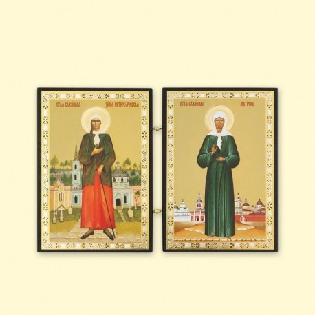 Icône Orthodoxe - Double : Ksénia de Saint-Pétersbourg et Matrona