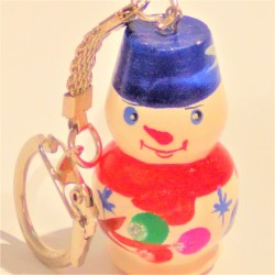 Porte clés "Bonhomme de neige ", 4 cm, rouge