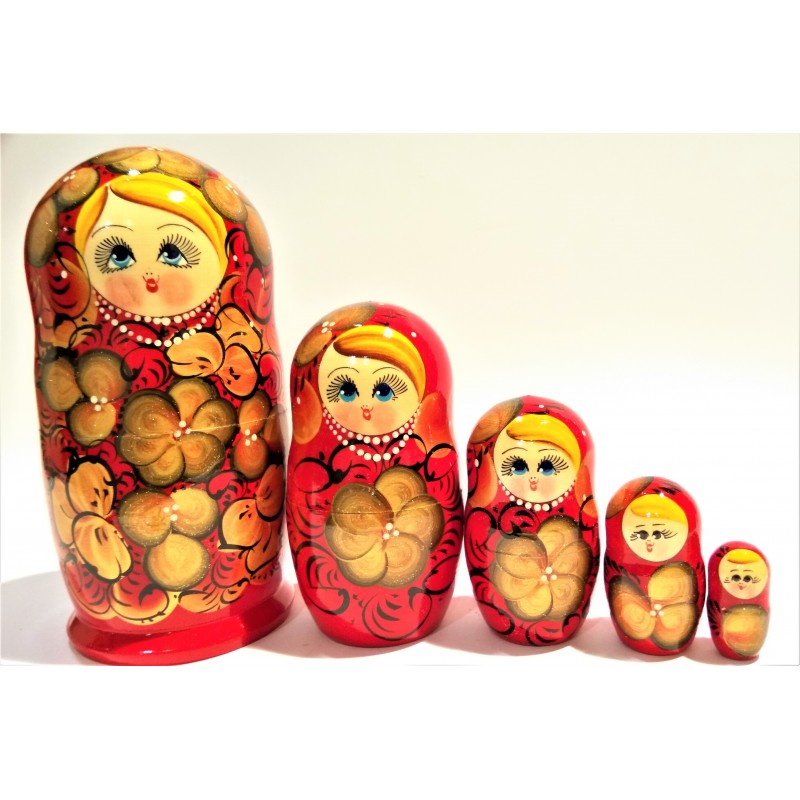 Matriochka traditionnel 5 pièces T9809 T9809 : Artisanat russe sur Matriochka traditionnel 5 pièces T9809 T9809 : Artisanat russe sur