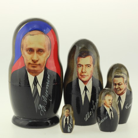 Matriochka Personnalités, Poutine, 5 pièces, hauteur 10.5 cm